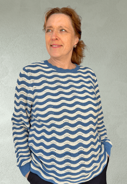 Hovedbilde Sissel genser blå bølger