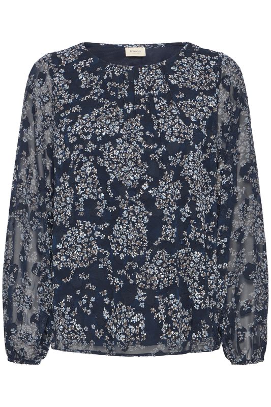 Line chiffonbluse blå blomst