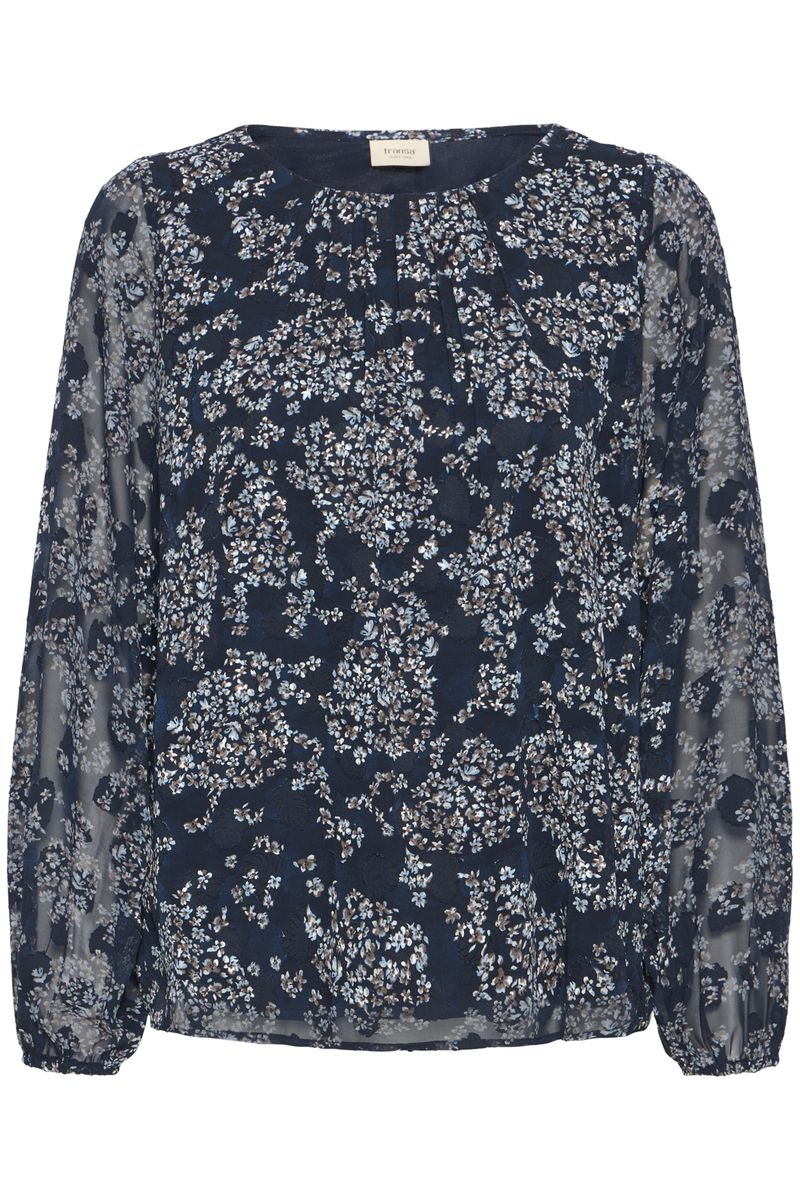 Line chiffonbluse blå blomst