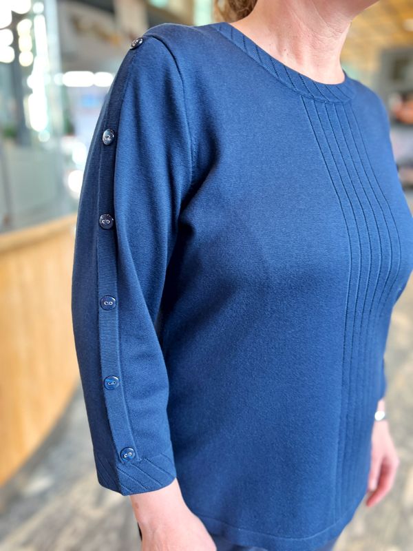 Sølvi genser med knapper marine