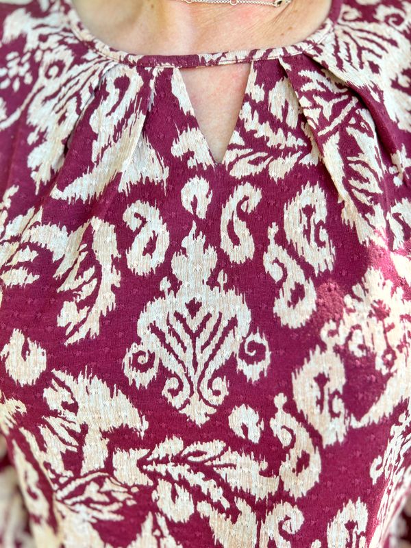 Sissel topp ikat burgunder