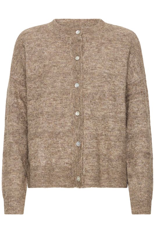 Marion cardigan m/ull beige melert