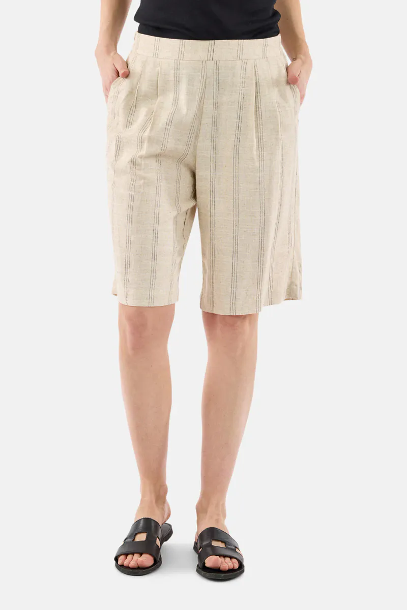 Carine linshorts natur stripe