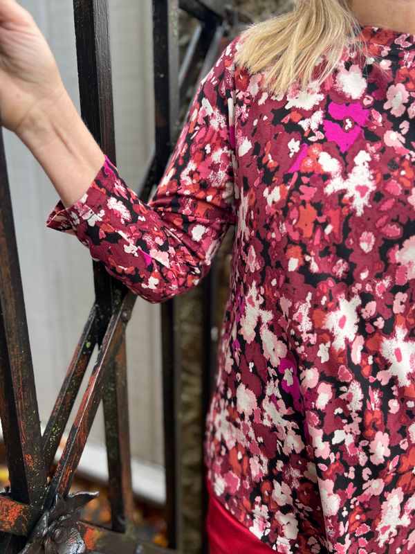 Stine topp blomster fuksia rød