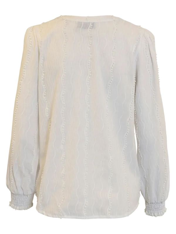 Tora bluse brodert bølge kremhvit