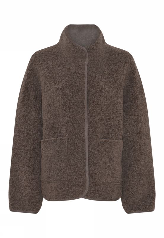 May vendbar teddy jakke gråbrun