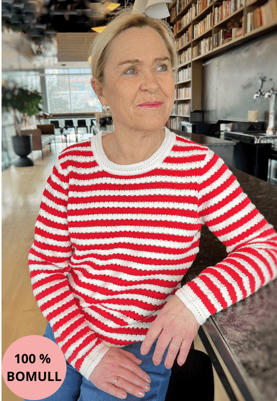Lisen bomullsgenser rød stripe