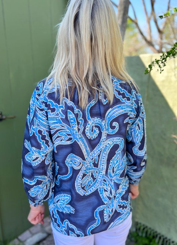 Sølvi bluse blå paisely
