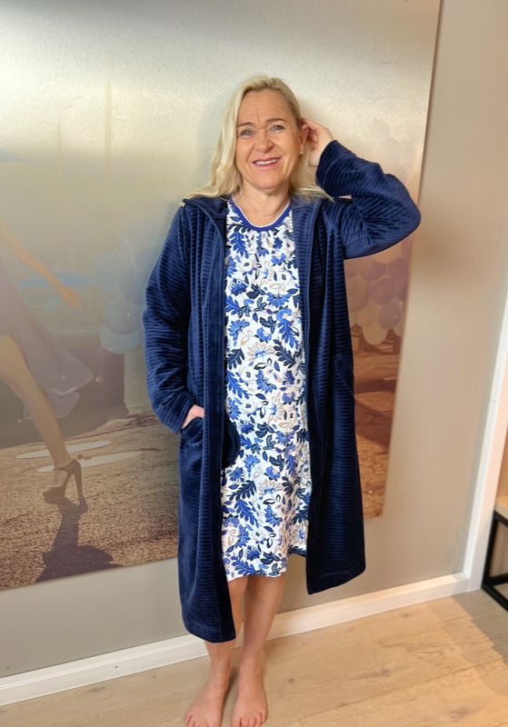 Vibeke morgenkåpe marine blå