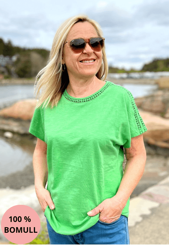 Eli t-shirt heklet grønn