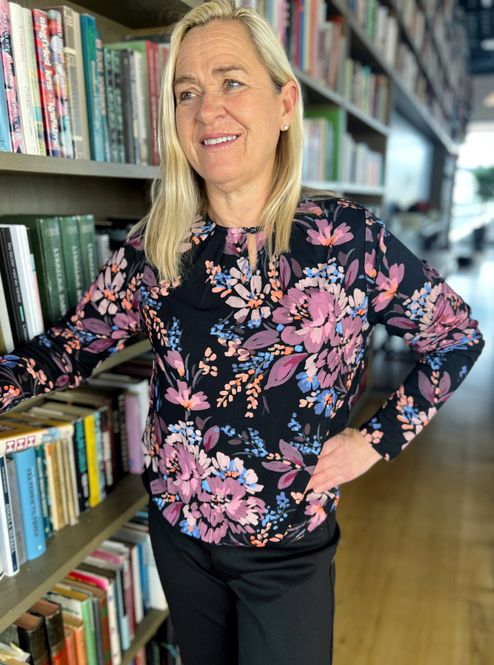 Hovedbilde Heidi jersey-topp blomster