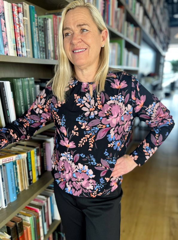Heidi jersey-topp blomster