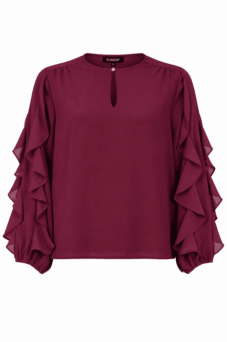 Hovedbilde Hege bluse volang plomme
