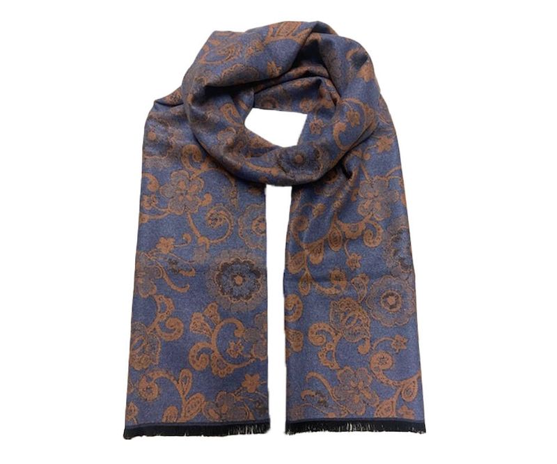 Skjerf paisley jeansblå